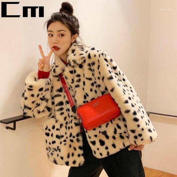 

leopard-print hight point faux fur coat women animal print casual furry crop teddy jacket zipper harajuku korean overcoat autumn1, Black