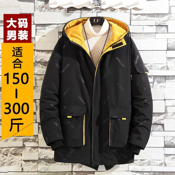 

men's down & parkas version students' middle and long cotton padded clothes loose thickened winter coat jacket, Black