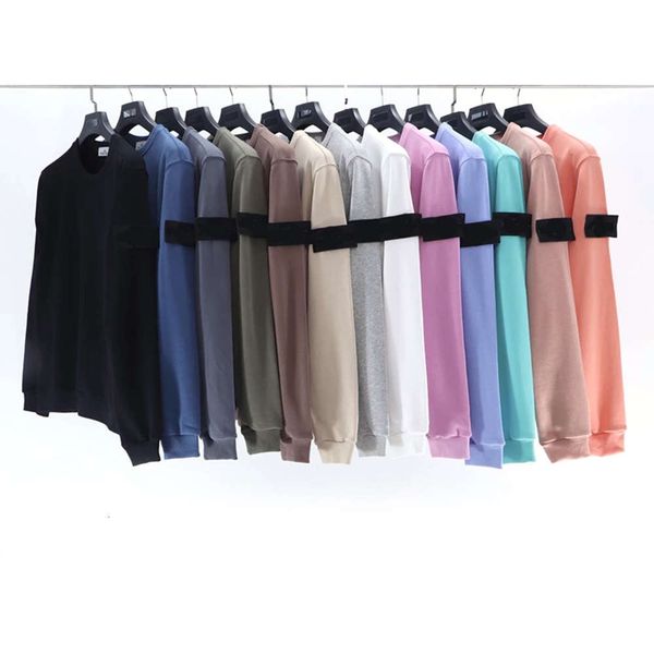 

13 colors compass patched basic island crewneck sweatshirt women badge embroidery stone men and woman pullovers sweatshirts, Black