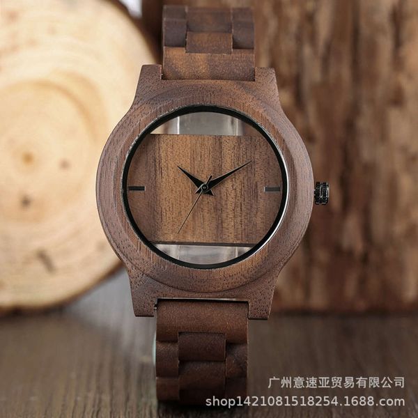 

wood and new with various bamboo personality and creative hollow out men's quartz watch, Slivery;brown