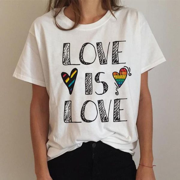 

pride lgbt gay love lesbian rainbow design print t-shirts for man and women summer casual love is love tee shirt o-neck clothes, White