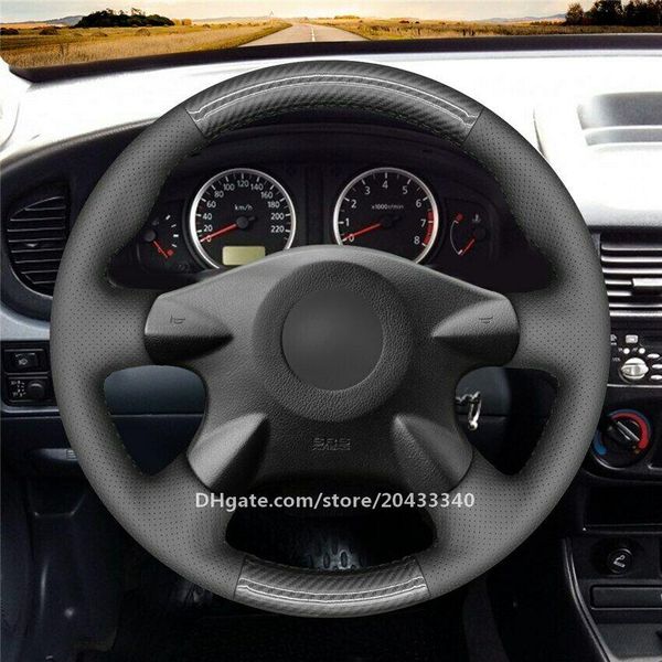 

black pu carbon fiber car steering wheel cover for nissan almera x-trail primera