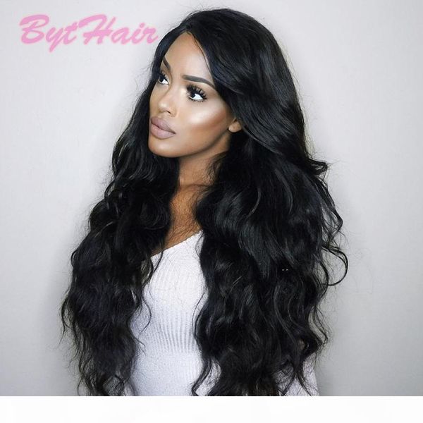 

bythair full lace human hair wigs natural wavy brazilian glueless full lace wigs human hair lace front wigs for black women, Black;brown