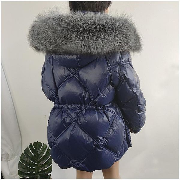 

2019 oversized silver fur collar down jacket women's short waist trim black coat tide jackets women1
