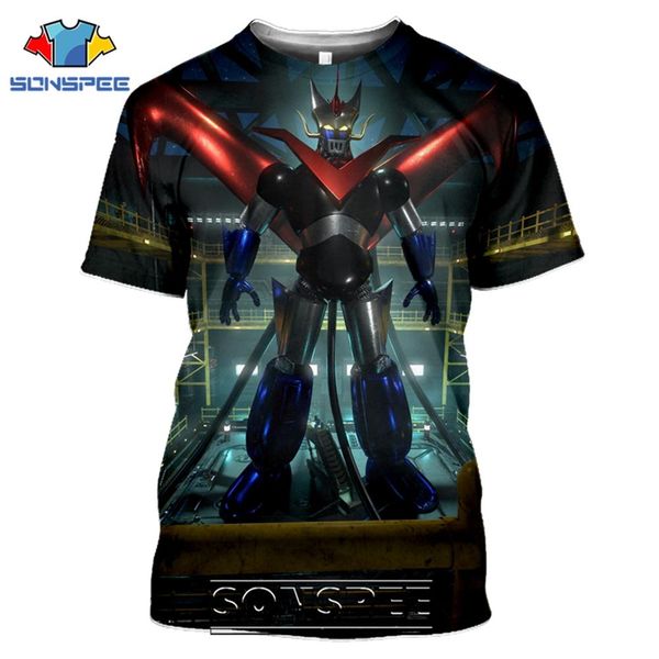

japanese mazinger z classic anime robot homme 3d print shirts kawaii kawaii plus size men clothing