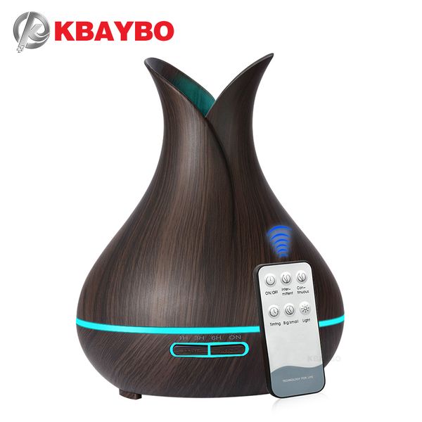 

kbaybo 400ml electric ultrasonic aroma air humidifier essential oil diffuser wood grain purifier mist maker led light for home 1012