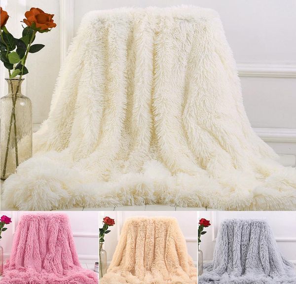 

double-faced faux fur blanket soft fluffy sherpa throw blankets for beds cover shaggy bedspread plaid fourru wmttjn dh_garden