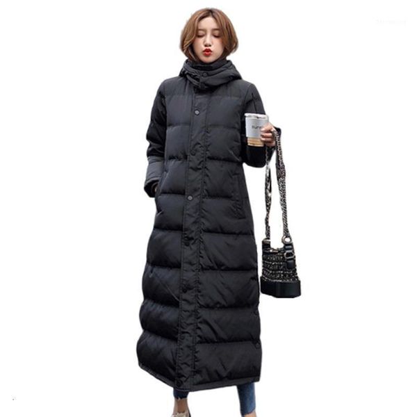 

long jacket women over knee white duck down plus size chamarras de mujer manteau femme hiver vintage oversize winter coat1, Black