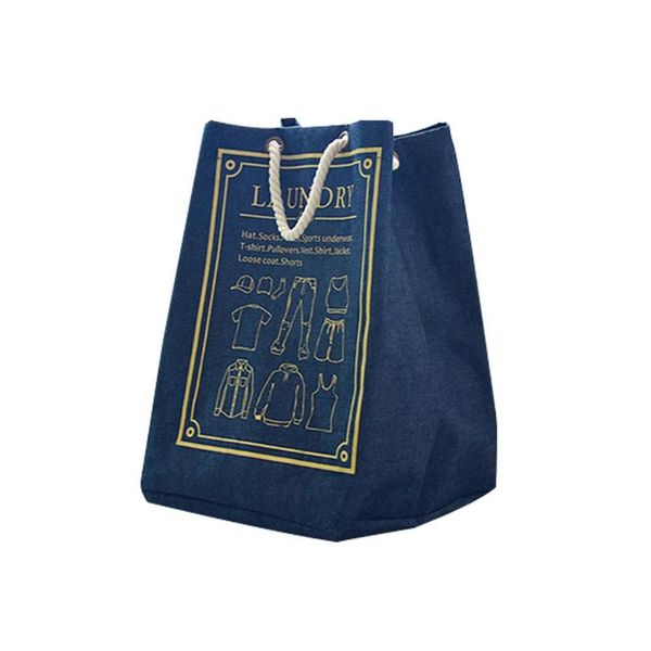 

portable storage handbag causal tote bag fashion novel denim blue for dirty clothes pocket indoor outdoor organizer bags