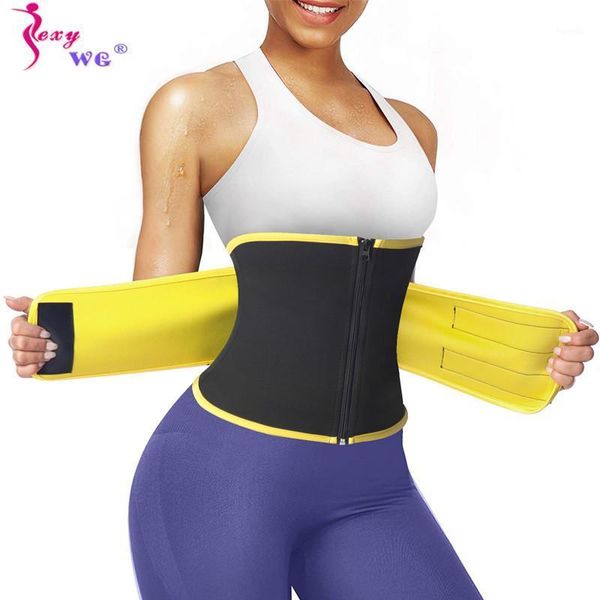 

sexywg neoprene women waist trainer belt tummy control belly cinchers trimmer strap zipper sauna sweat workout slimming corset1, Black;gray