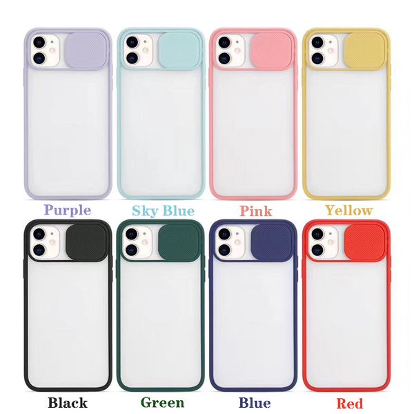 

frosted acrylic cell phone cases for iphone 12 series 11 xs max xr with camera slide protective cover mobile phone accessories dhl free