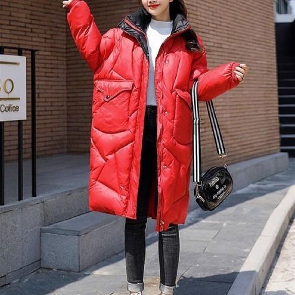 

2021 new women's fashion cotton woman parkas loose temper and fine winter jacket 9c9e, Black