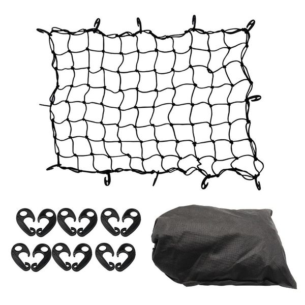 

luggage net bungee cargo net strech super duty mesh holds adjustable hooks for roofcargo carrier