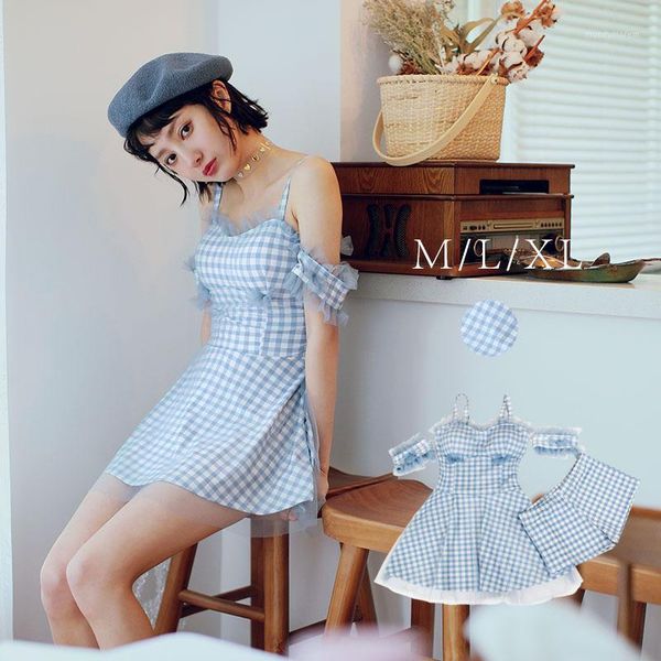 

women's swimwear women plaid two piece bikini tankinis set swimming beachwear summer swim beach dress swimsuit female suits1, White;black