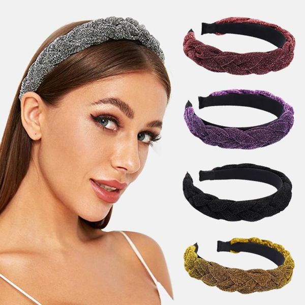 

new fashion solid braided padded headband for women ladies hair band girls headwear headdress hair accessories, Golden;silver