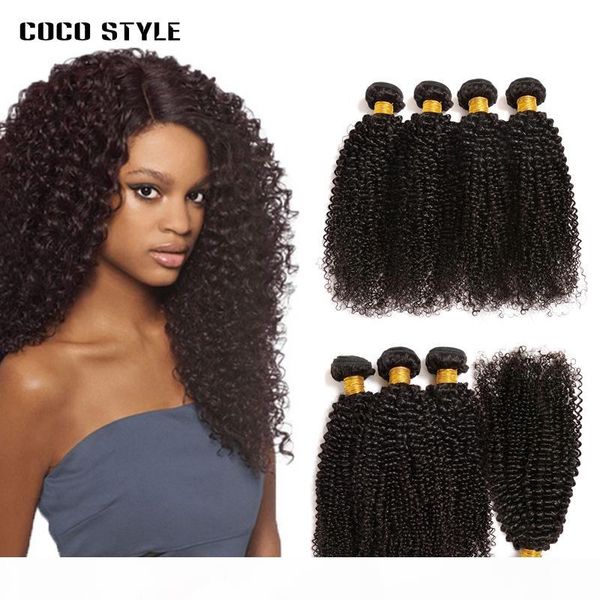 

4 bundles deal malaysian kinky curly hair 100% remy human hair weave bundles natural color malaysian deep wave 8-28inch, Black