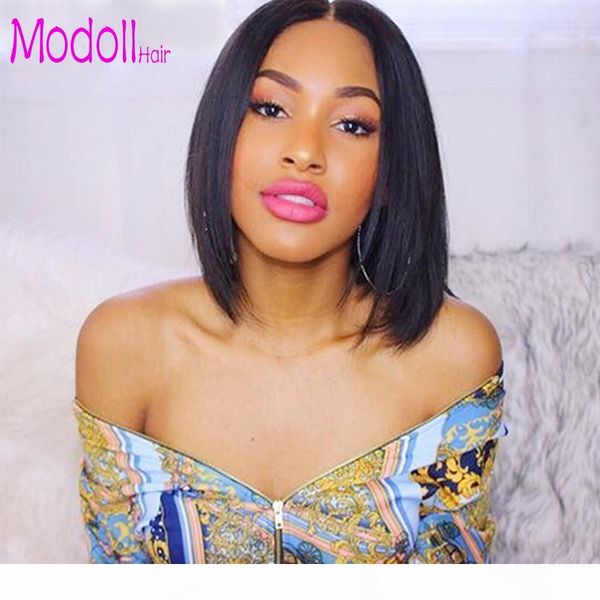 

brazilian hair lace front human hair wigs for black women nartural color middle part short remy bob ombre wig lace front blonde wigs, Black;brown