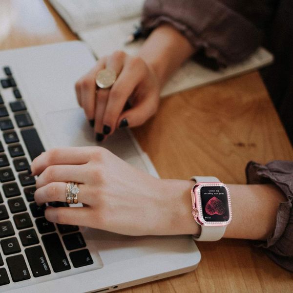 

алмазный обложка для apple часы дело 44мм 40мм 42мм 38мм bling rhinestone бампера серии protector iwatch 5 4 3 6 se аксессуары sqcplk, Black;brown