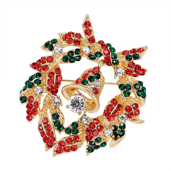 

christmas bells retro tree series snowmen pin santa claus decorated with different colored rhinestone brooch #30