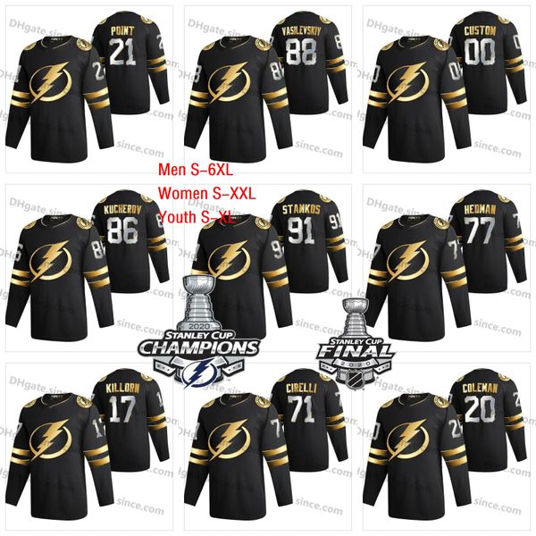 

2021 golden limited edition black tampa bay lightning s-6xl steven stamkos johnson point palat kucherov hedman mcdonagh vasilevskiy jerseys, Black;red