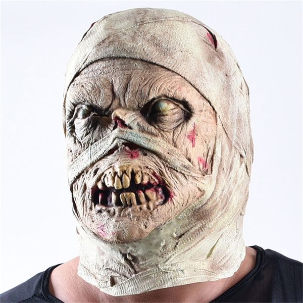 Cadılar bayramı korku maskesi mumya maskesi iğrenç çürük yüz başlık zombi kostüm partisi perili ev korku sahne korkutucu insanlar Y200103