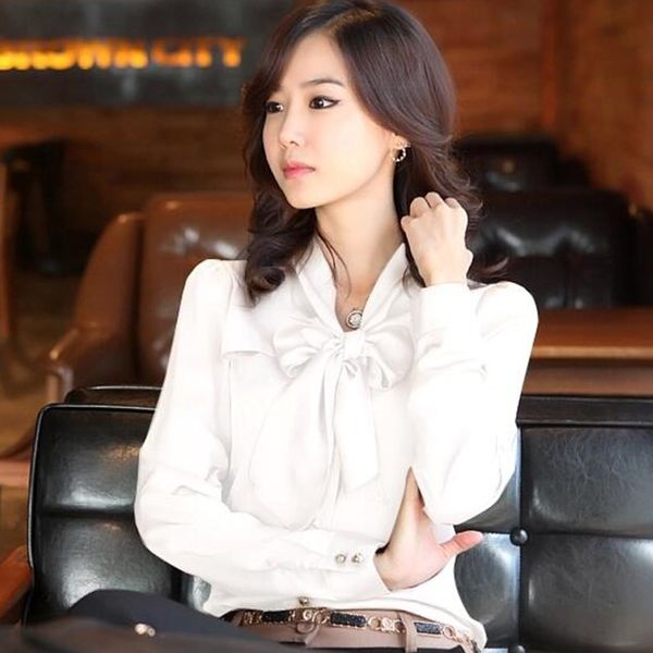 

2021 new new women's satin elegant shirt ol plus size ladies work warm shirts winter tshirt femme 6xl wxf701 xflv, White