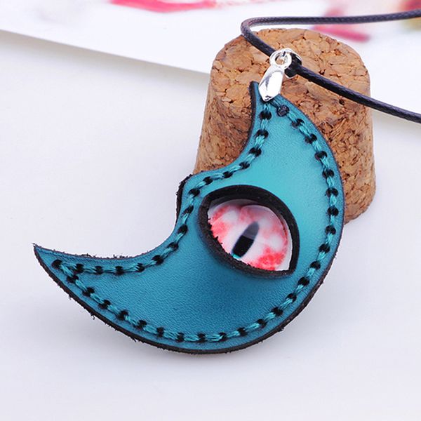 

new necklace wind blue moon eye real leather pendant necklace, Silver