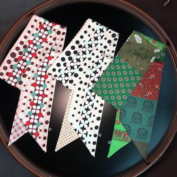 

scarves 160*13cm bohemian cashew printed twill weave silk women's all-match long, Blue;gray