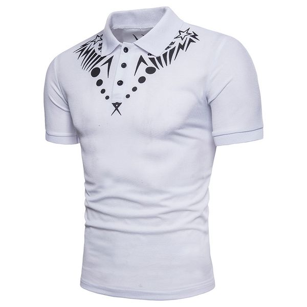 

men's polo camisa masculina cotton short sleeve shirt geometric printed summer sports jerseys golf blusas, White;black