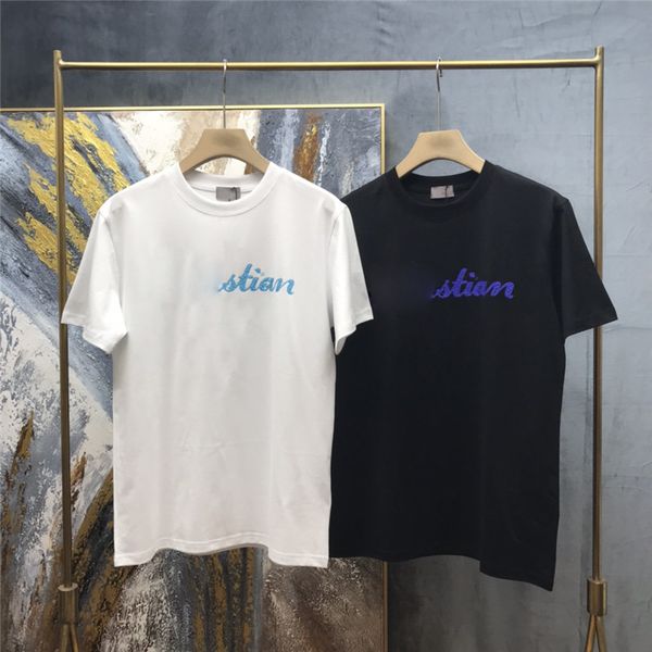 

short sleeve 2021 fashion men's t-shirt ladies and men's cotton breathable t-shirt men's 100% pure cotton casual ladies t-shi, White;black