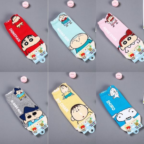 

fqfnd and spring summer new korean cartoon crayon girl xyk67 cute student for summer new socks korean socks women fashionable, Black