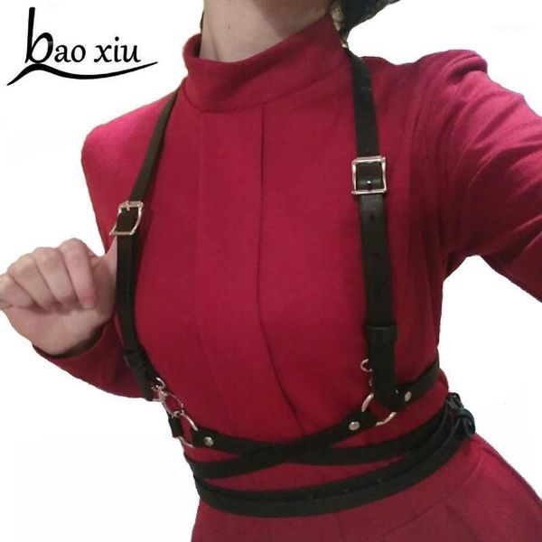 

2020 pu leather harness belts women bra waist belt bondage cage leisure body chest ladies straps suspenders accessory1, Black;brown