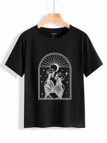 

skull and graphic tee 37zq#, White