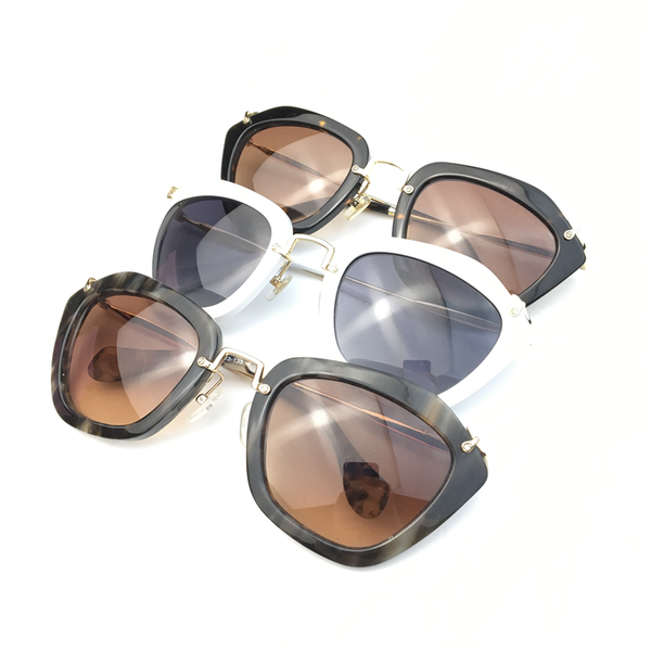 

men sunglasses large square frame fashion white women's glasses gradient gray lenses anti-uv400, White;black