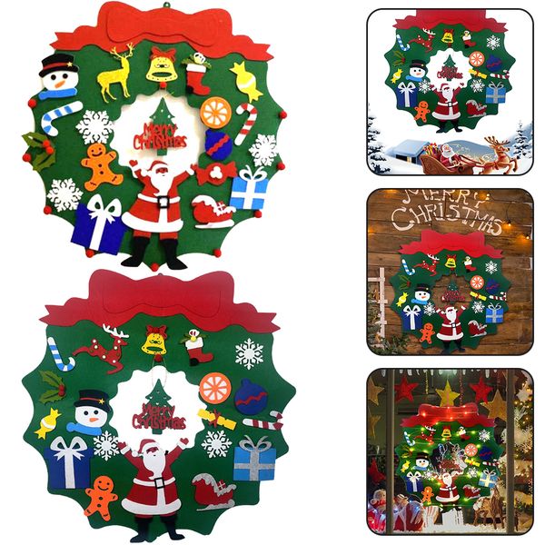 

wreath toys new christmas diy crafts felt wall led hanging christmas ornaments kids toy christmas party decor new year 2020