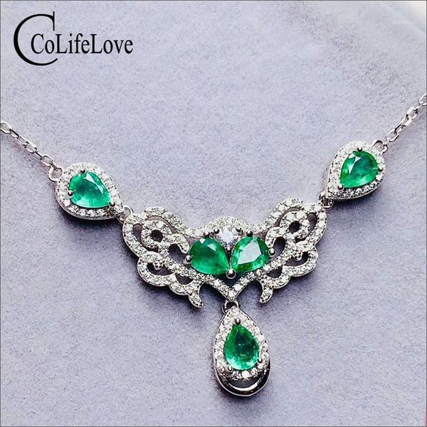 

chains colife jewelry 925 silver emerald necklace for party 5 pieces natural fashion gemstone1