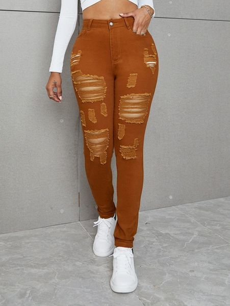 

high waist ripped skinny jeans v0fg#, Blue