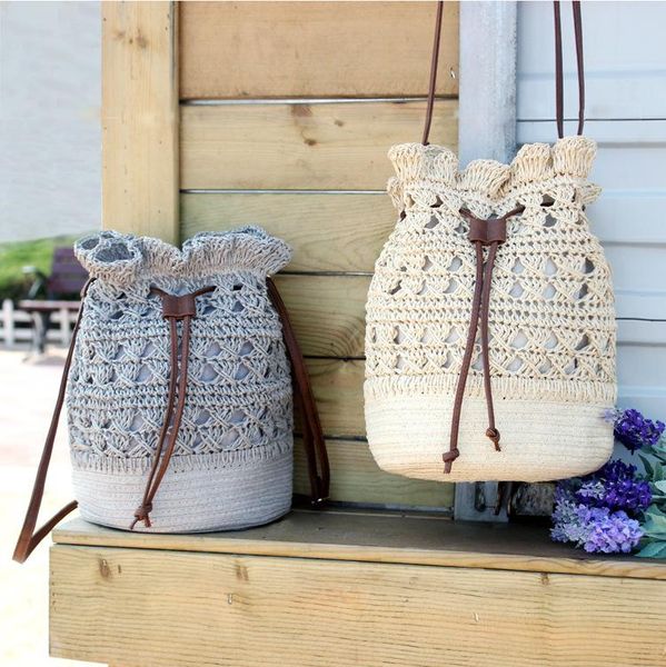 

high capacity women tote ladies casual straw shoulder bag foldable reusable shopping beach bag solid bucket shoulder bags