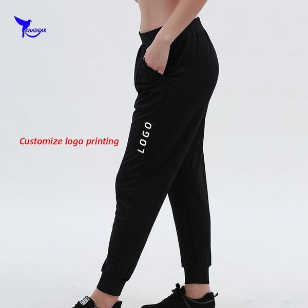 

customize logo women sport leggings yoga pants quick dry loose fitness gym running bottoms stretch workout trousers with pocket, White;red