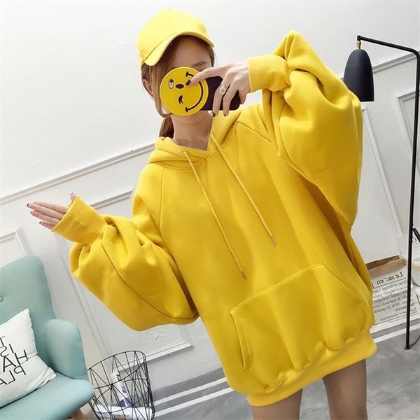 

fashion women yellow hoodie sweatshirts autumn winter long sleeve hooded sweatshirt big pocket pullover casual jumper y200915, Black