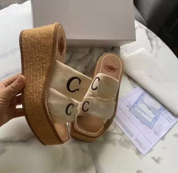 

designer slippers sandals for women fashion thick bottom womens shoes lady womens platform slide beach sandal summer leather heels letter hi, Black