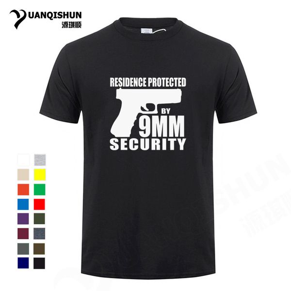 

boutique fun game pistol residence protected by 9mm security letter print 16 colors xs 3xl tees hooded sweatshirt hoodie men t shirt