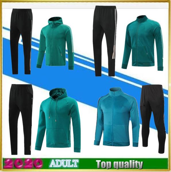 

men 20/2 soccer tarcksuit football jacket 2020 2021 camiseta de futbol maillot de foot soccer training suit jogging set, Black