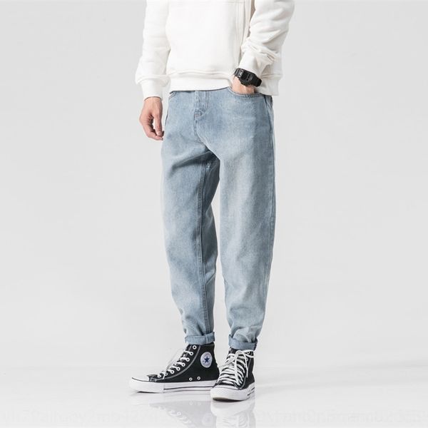

9urg4 old fashion men's and and worn jeans loose jeans in autumnsolid color washed ny5ej harem pants leg, Blue