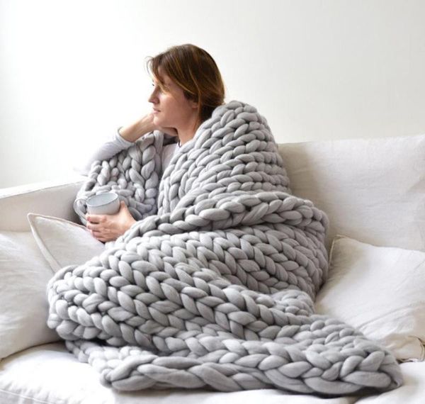 

warm handmade soft bed decor yarn knitting blanket home winter knitted thick sqcmt homes2007
