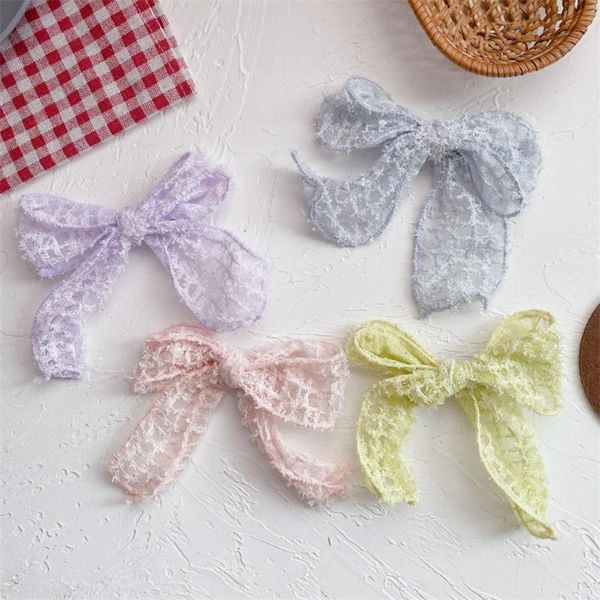 

hair accessories 10pcs/lot korean lace bow hairpins for girls fashion bowknot clip barrette sweet kids headwear, Slivery;white