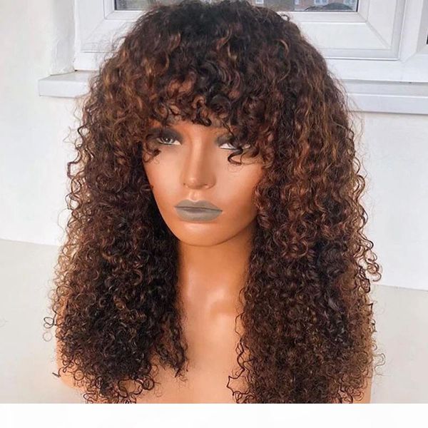 

ombre brown transprant 13x6lace front human hair wigs baby hair brazilian full lace wigs with bangs blonde curly 360 lace front fringe wig, Black