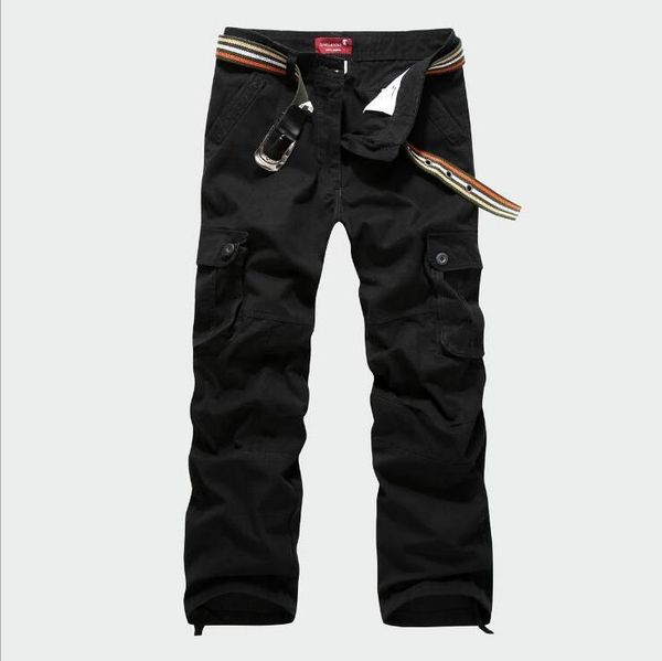 

30-44 plus size men's cargo casual mens pant multi pocket military men jogger pants long trousers #v0, Black