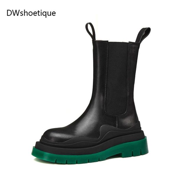 

fashion platform women martin boots leather round toe women ankle boots, Black