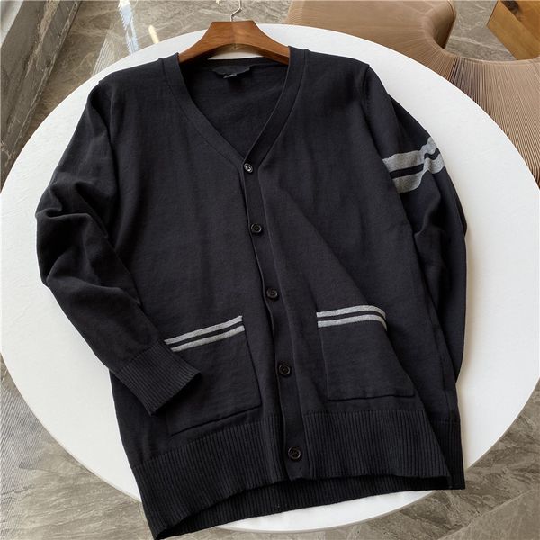 

first day single box arrival soft glutinous texture ~ irregular color contrast stripe v-neck for men's autumn sweater